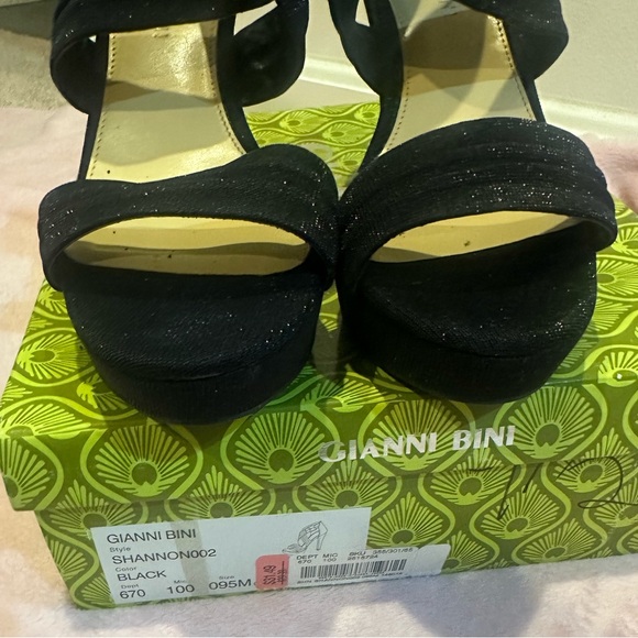 Gianni Bini Black Shimmer Shannon Heels 9.5M - Picture 7 of 8